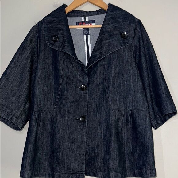 Denim Jean Jacket with Three-Quarter Sleeves - Picture 10 of 14